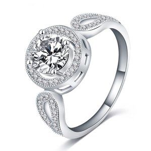 ✨Stylish Saudi Arabia White Gold Round Cut Ring for Women, MARR9360